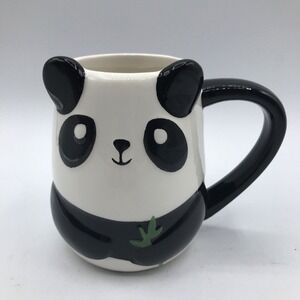 CUTE BLACK WHITE PANDA BEAR TAG COFFEE TEA 12 OZ CERAMIC MUG‎